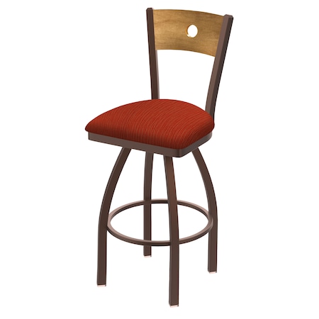 25 Swivel Counter Stool,Bronze Finish,Med Back,Graph Poppy Seat